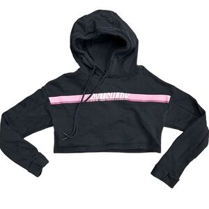 Gymshark Womens‎ Small Dash Cropped Spell Out Black Hoodie EUC